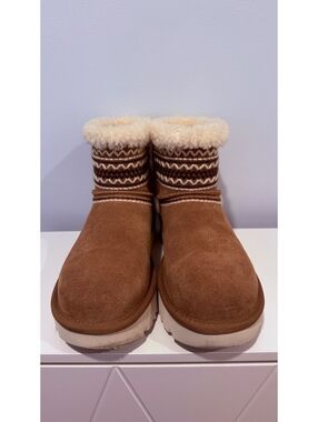UGG Classic Mini Knit Suede Boots in Chestnut Brown - Women's Size 7